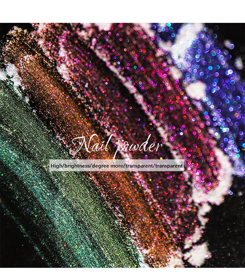 Multicolor Aurora Shimmer Glitter Powder Ice Muscle Fairy Nail Pigment Powder Holographic Gradient Chrome Rubbing Dust