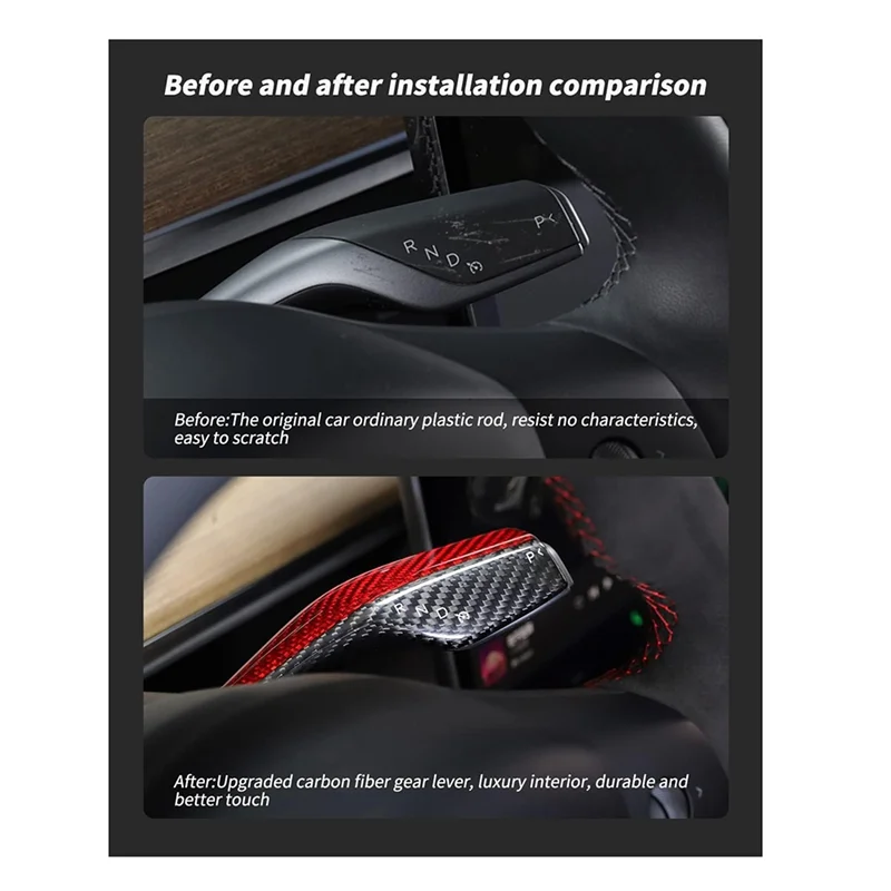 

2PCS Shift Lever Cover Car Shift Lever Accessory Car Real Carbon Fiber For Tesla Model 3/Y 2016-2022