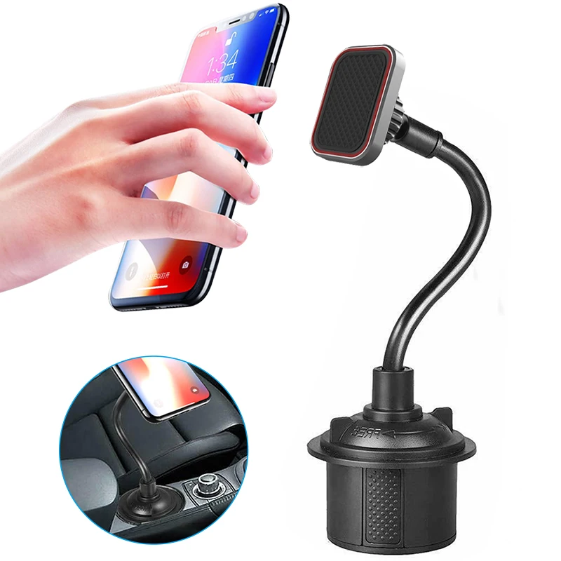 

Magnetic Cup Holder Phone Mount, Flexible Gooseneck Arm Car Cup Phone Holder, Super Strong Magnets Mount for All Cellphones