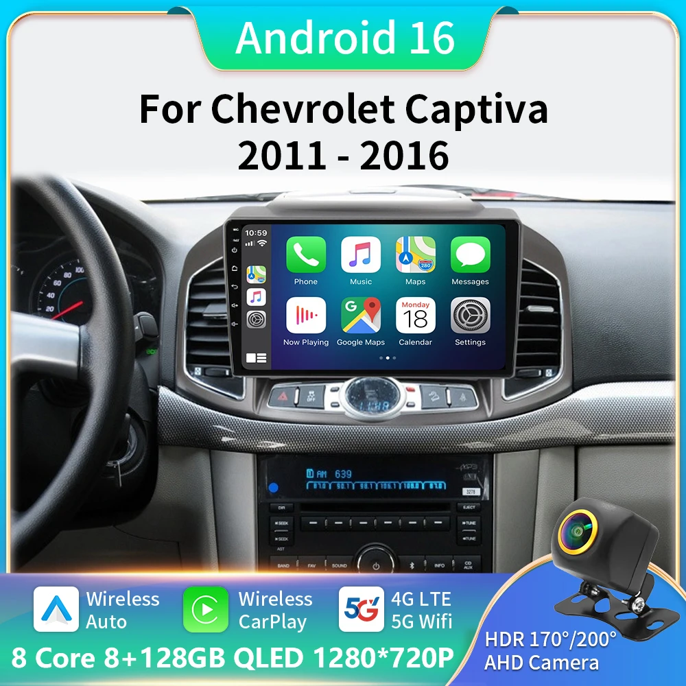 

For Chevrolet Captiva 1 2011 - 2016 Carplay Auto 5G+WIFI GPS Car Radio Navigation Multimedia Video Player Stereo BT Android 16