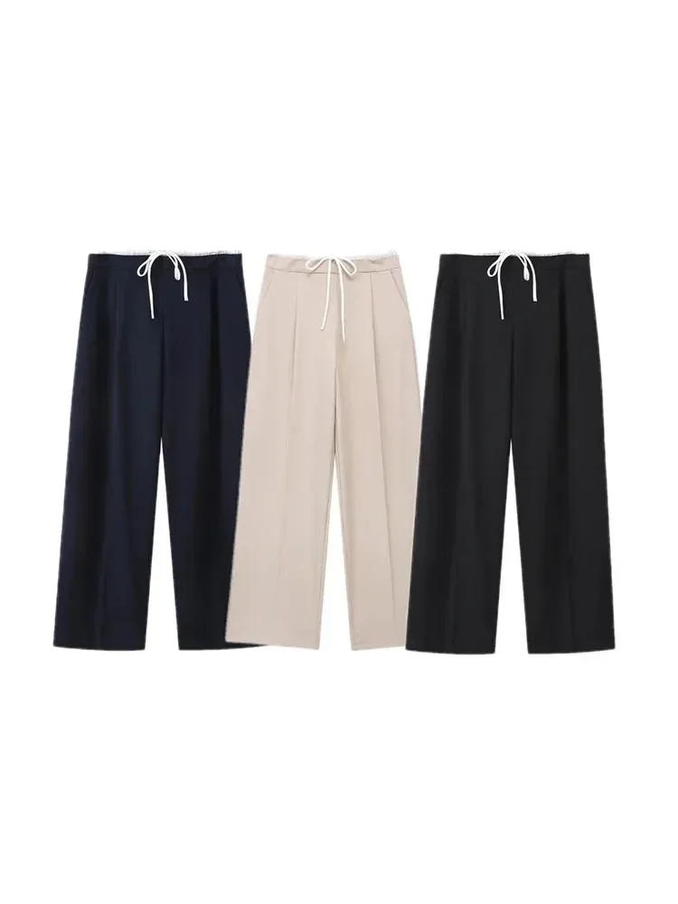 Women's Casual Everyday Pants Simple & Comfortable Black, Khaki, Navy Blue Drawstring Pants
