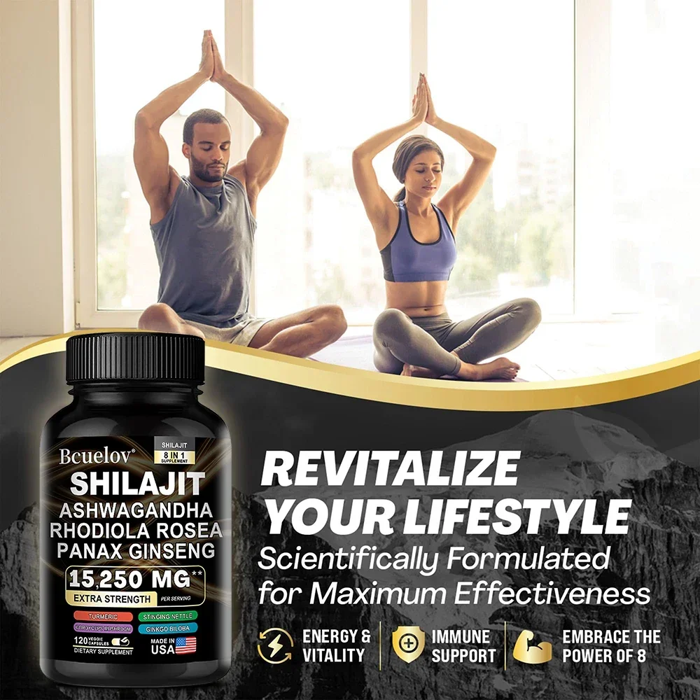 Natural Shilajit Extract Capsules Pure Organic Shilajit Extract Powder, Energy and Immune Support