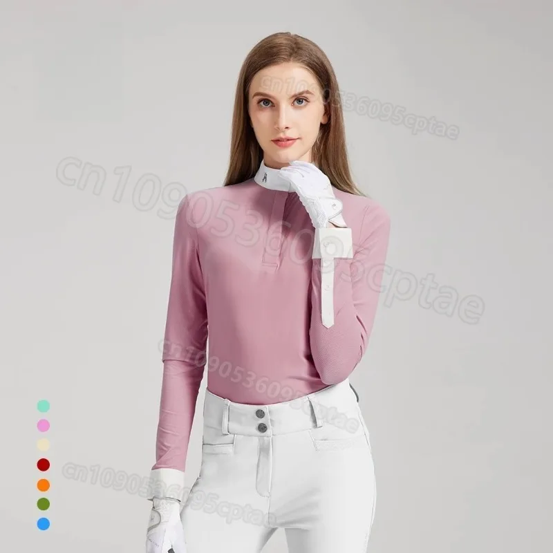 Breathable Stretchy Long Sleeve Equestrian Shirt Spring Summer Horse Riding Top Men Women Rider Athletic Equestrian Equipment