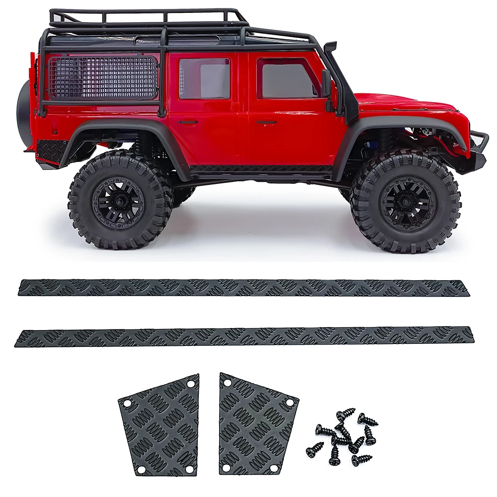 YEAHRUN Metal Skid Plate Side Skirt Intake Grille Trim Tail Door Anti-Scratch Plate for 1/18 RC Crawler TRX4M Defender Parts