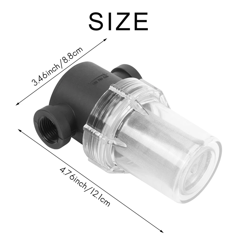 Car Washing Filter 1/2 Inch Inline Mesh Strainer Water Pump Irrigation High Flow Pipeline Filter Gardening Inlet Water