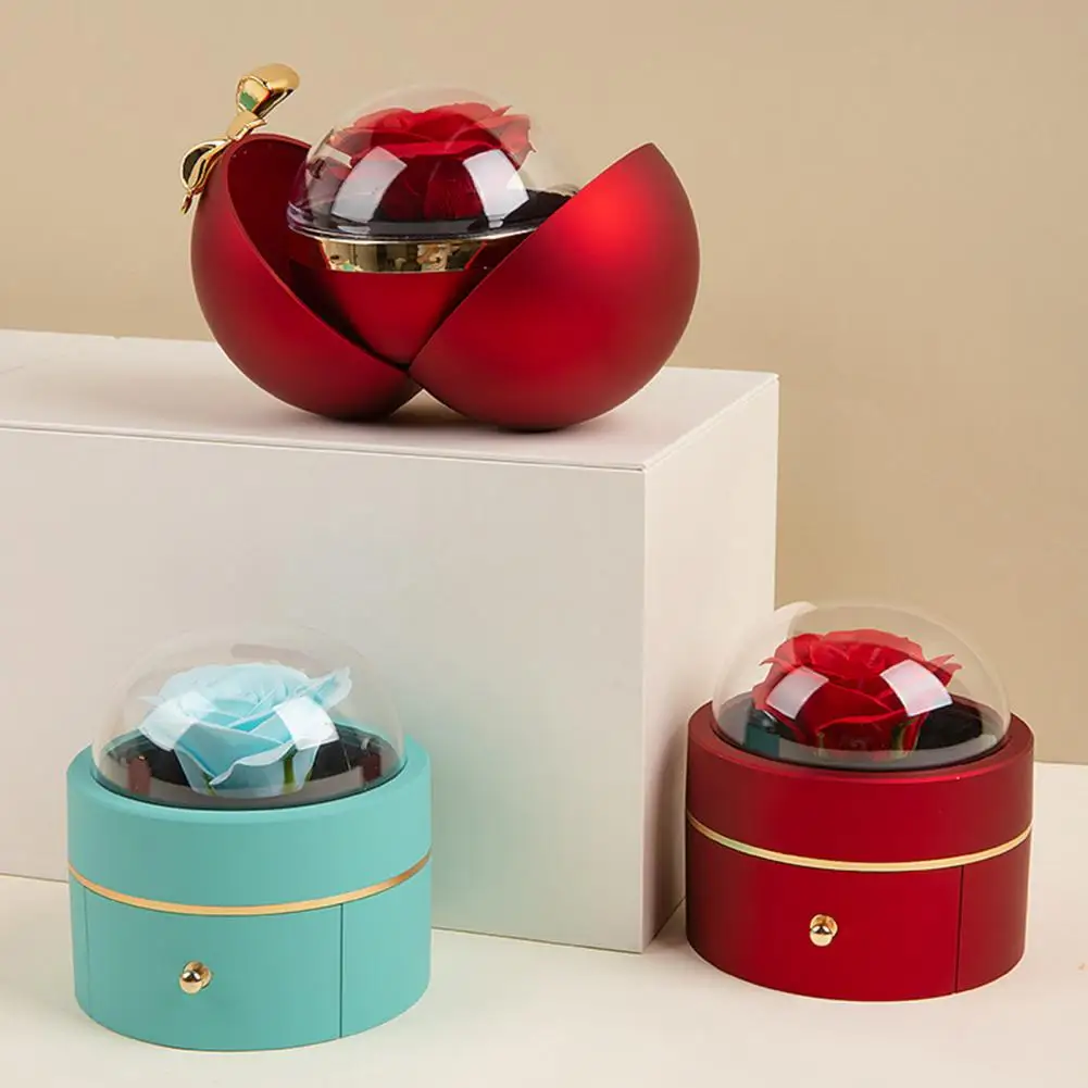 

Unique Ring Box Elegant Preserved Flower Ring Box Velvet Jewelry Gift Box Set for Valentine's Day Proposal Engagement for Rings