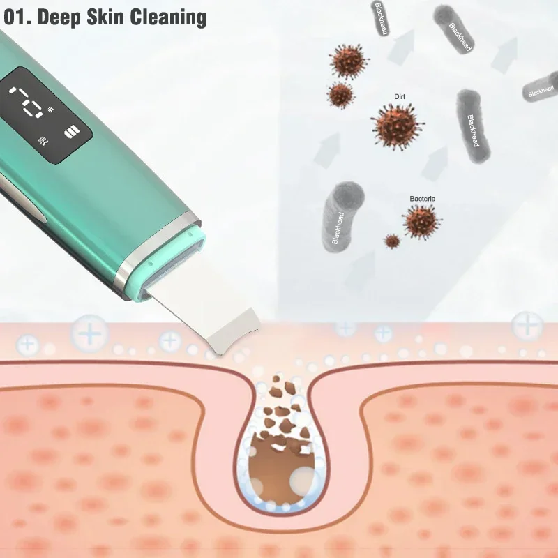EMS بالموجات فوق الصوتية الجلد الغسيل تقشير مجرفة الوجه المسام الأنظف الوجه مدلك رفع بشرة الوجه آلة تنظيف الوجه العميق