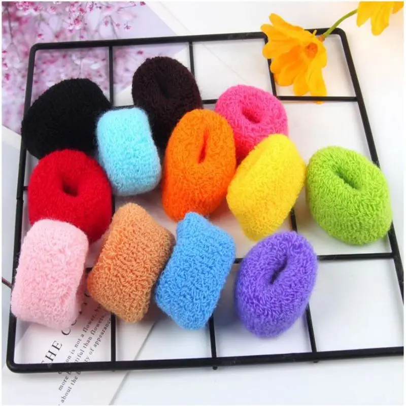 Pack Terry Cloth Cotton Elastic Stretchy Fuzzy Wide Thick Hair Ties Scrunchies  Ring Loop Hair Holder Hair Accessories for Women