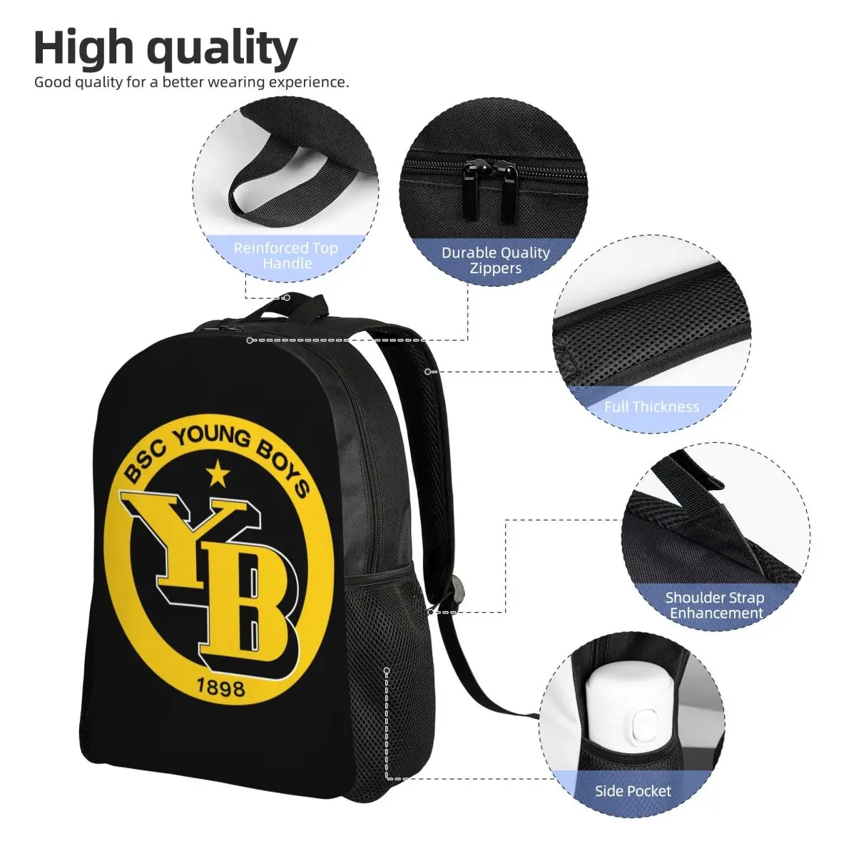 BSC Young Boys Swiss Football Sports Fans Bern Swiss Backpack Daypack BookBag Tas Sekolah Tas Bahu untuk Pria Wanita