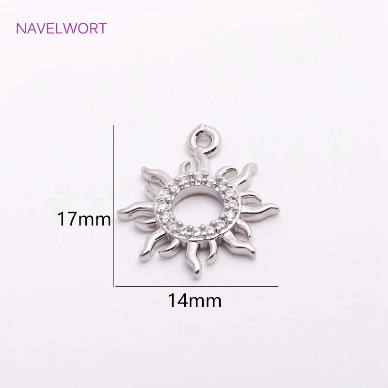 14mm*17mm Rhodium Plated Brass Charm,Jewelry Charm,Inlaid Zircon Sun Charms For Earring Making Accessories Supplies For Jewelry