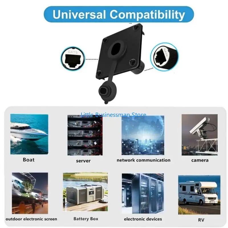 Waterproof CAT6 RJ45 Bulkhead Coupler with Cover Cap for Cabinet Wall Mount M76A
