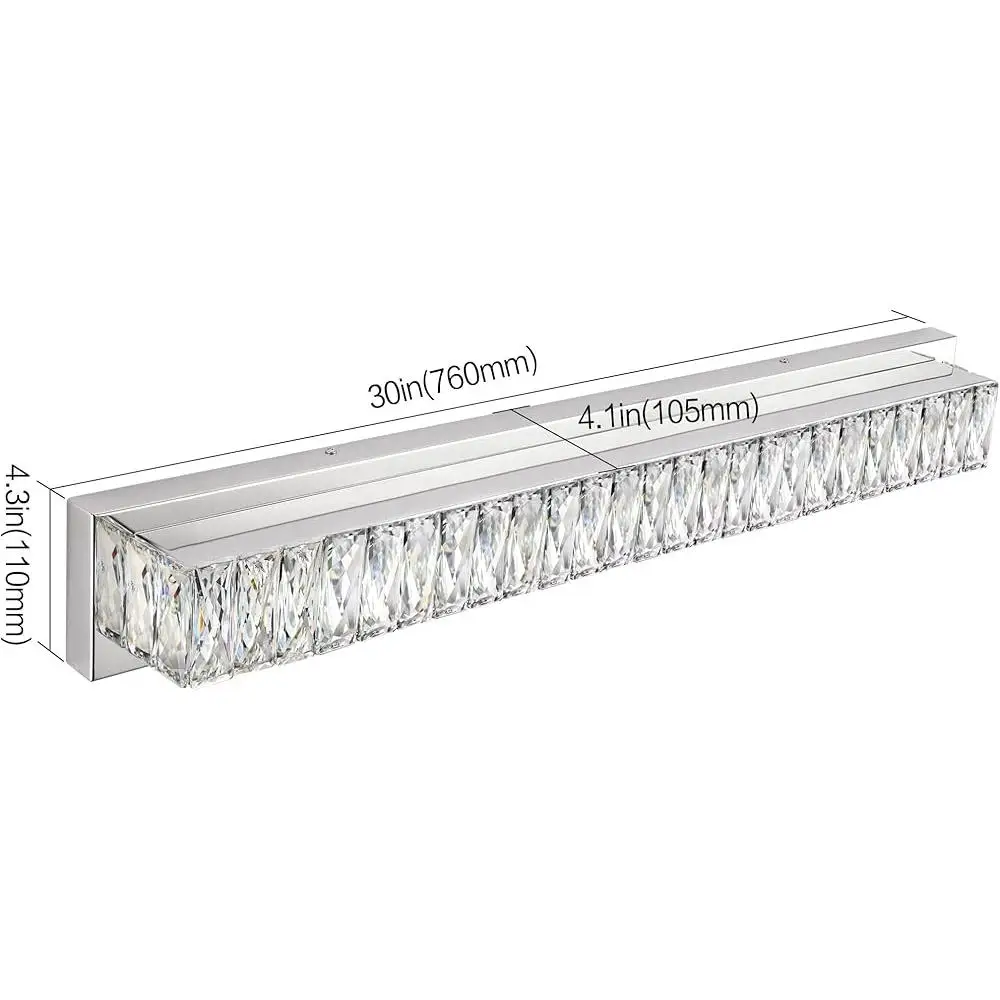 تركيبات إضاءة LED حديثة على مرآة كريستال كروم إضاءة الحمام كفاءة في استخدام الطاقة وسهلة التركيب واستبدال مجاني