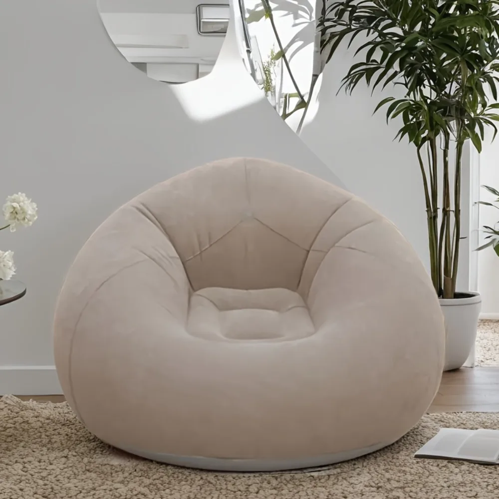 Inflatable Flocked Lazy Sofa, Portable Foldable Inflatable Lounge Chair for Home Office Nap Outdoor Camping Living Room 1PC