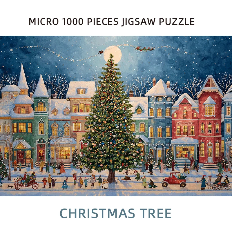 PUZZLE GIFT: 38X26CM MINI SIZE PIECE CARDBOARD Jigsaw Puzzle INCLUDING 1 STORAGE BOX-1000 Pieces For Adult Christmas Gift