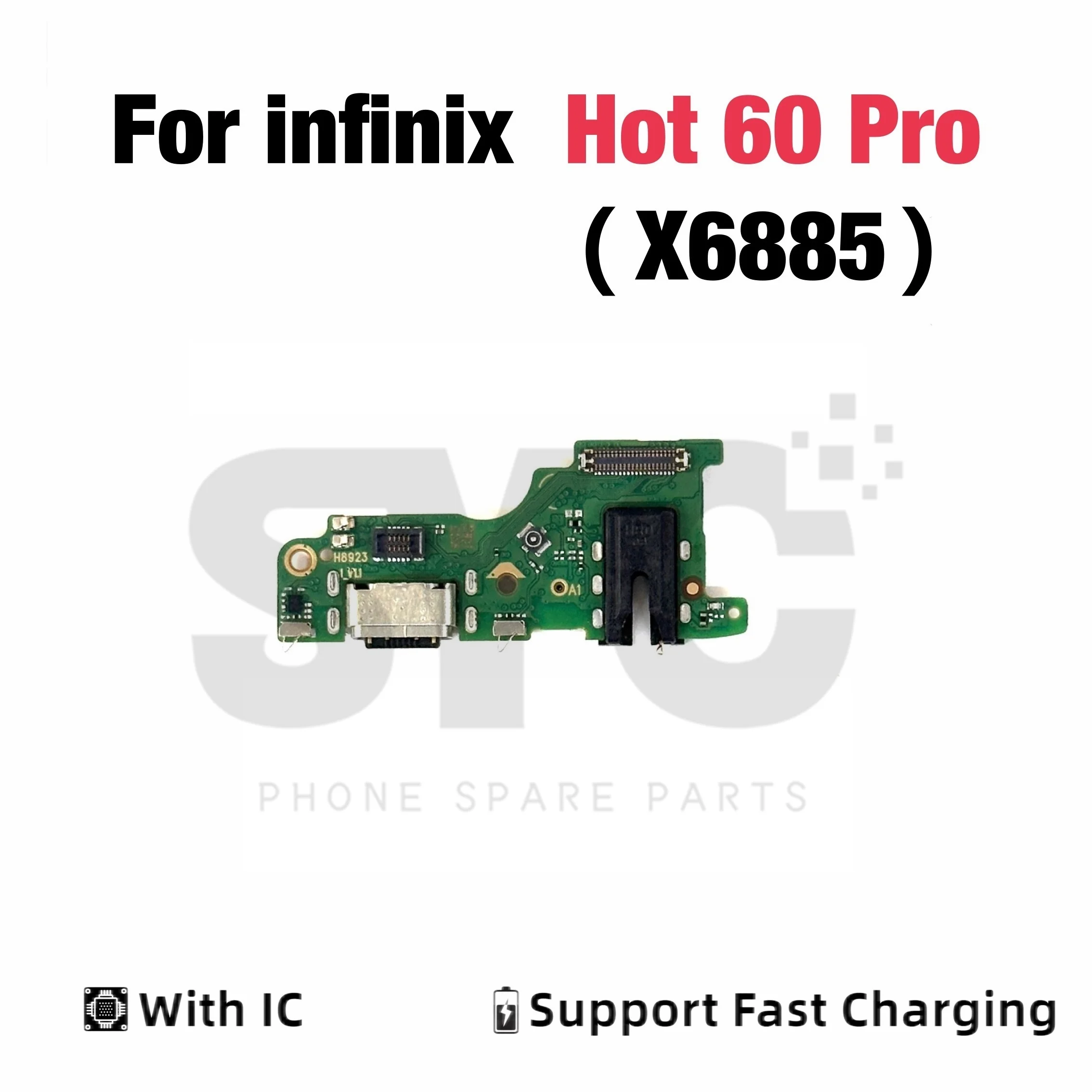 OEM with IC USB Port Charger Dock Connector Charging Board Flex Cable for Infinix Hot 60 Pro X6885 Replacement Parts