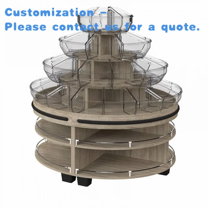 custom.Metal Candy Display Racks Round Snack Stands Leisure Food Storage Display Cabinet Supermarket Retail Store