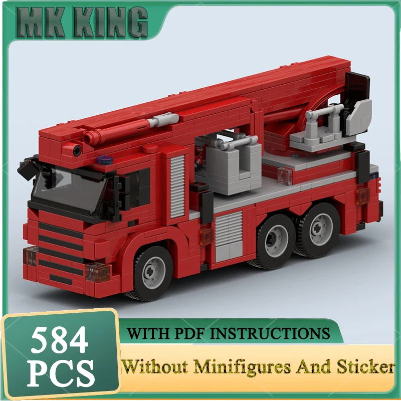 Feuerwehr Fahrzeug Modell Moc Bausteine Urban Fire Engineering Fahrzeug Technologie Blöcke Montage Geschenk Bau Spielzeug