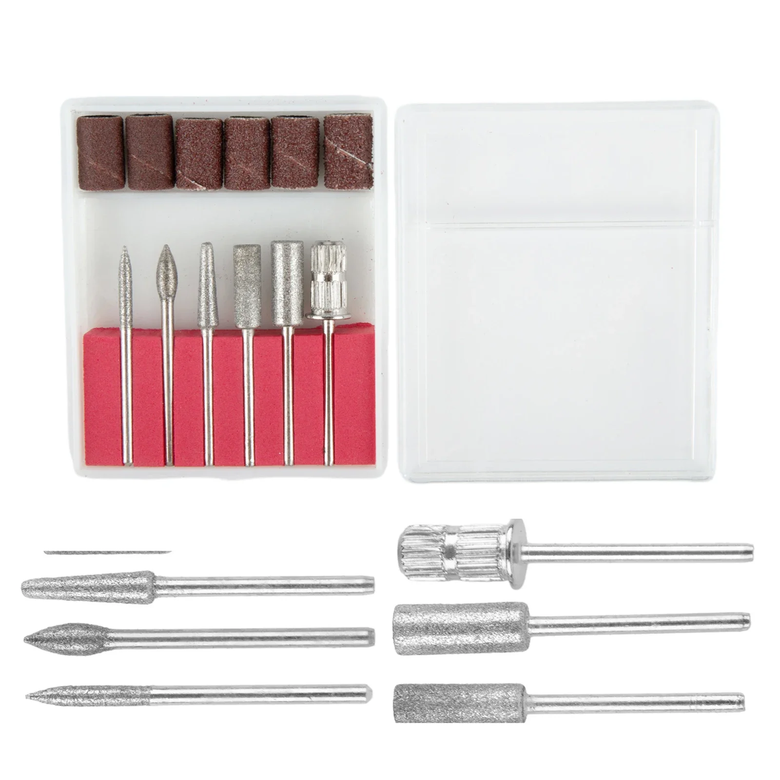 Precise and Effective Nail File Bits 12pcs Electric Cuticle Cutter Tips with Metal Grinding Heads and Sand Rings