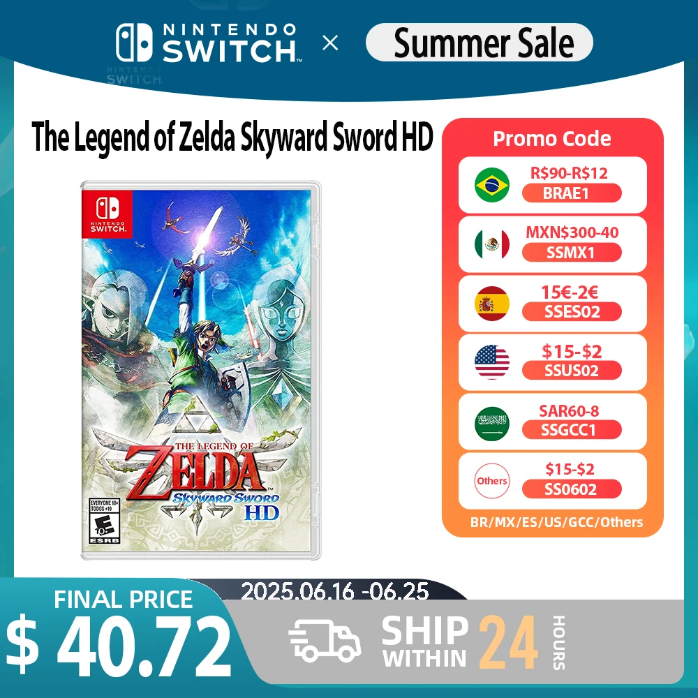 نينتندو - The Legend of Zelda Skyward Sword HD - بطاقة ألعاب Switch تدعم وضع التلفزيون اللوحي المحمول لوحدة التحكم Switch OLED Lite