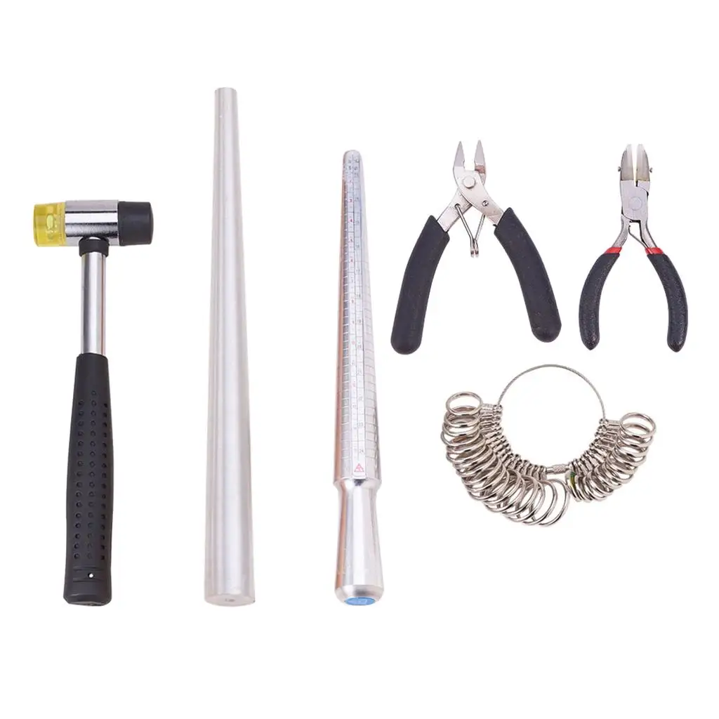 Ring Sizer Jewelers Rubber Hammer, Ring Sizer Sizer Guage Jewelry Tools Pliers Kit for Jewelry Rings Making Measuring