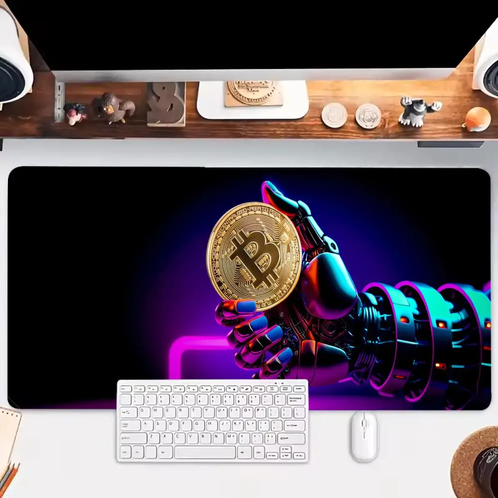 Golden Bitcoin Mouse Pad Large Gaming Non-slip Laptop Tablet Mat Art Mausepad Mini Desk Accessory Aesthetic PC Playmat