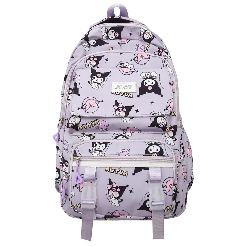 New Kuromi Schoolbag Sanrio Kawaii Anime Backpack Girl Heart Cute Cartoon Printing Large Capacity Bag Comfortable Gift for Kids