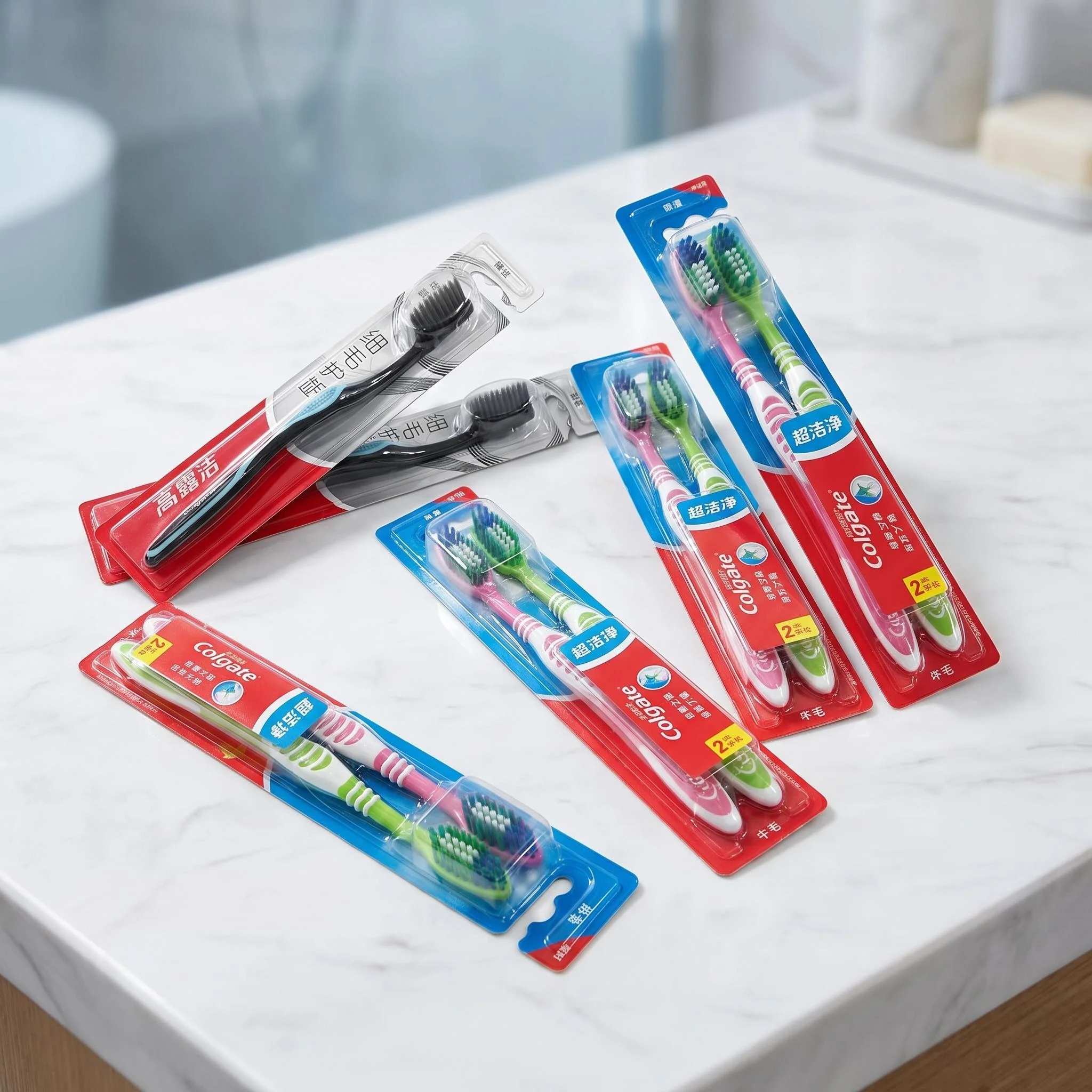Colgate Mixed Toothbrush 8PCS Charcoal Soft Gum Care & Medium Bristle Remove Bad Breath Tongue Cleaning Random Packaging