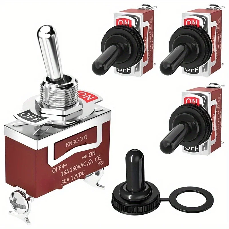 2/4 מחשבים ימיים עמיד למים מתג מתג 12v dc 30a כבד 250v. ac 15a ספסט 2 סיכה על מתג עם כיסוי אתחול עמיד למים