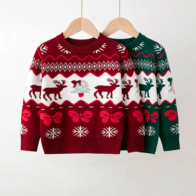 

Autumn Sweater Knitwear Children's Clothing Christmas Reindeer Winter Boys Girls Cute Xmas Pullovers Knitted Cltohes Warm Tops