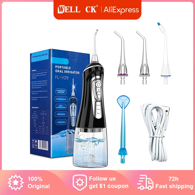 New Electric Dental Puncher Portable Pulse Purifier 9 Modes Oral Irrigator USB Charging Replaceable Nozzle Water Flosser Tank