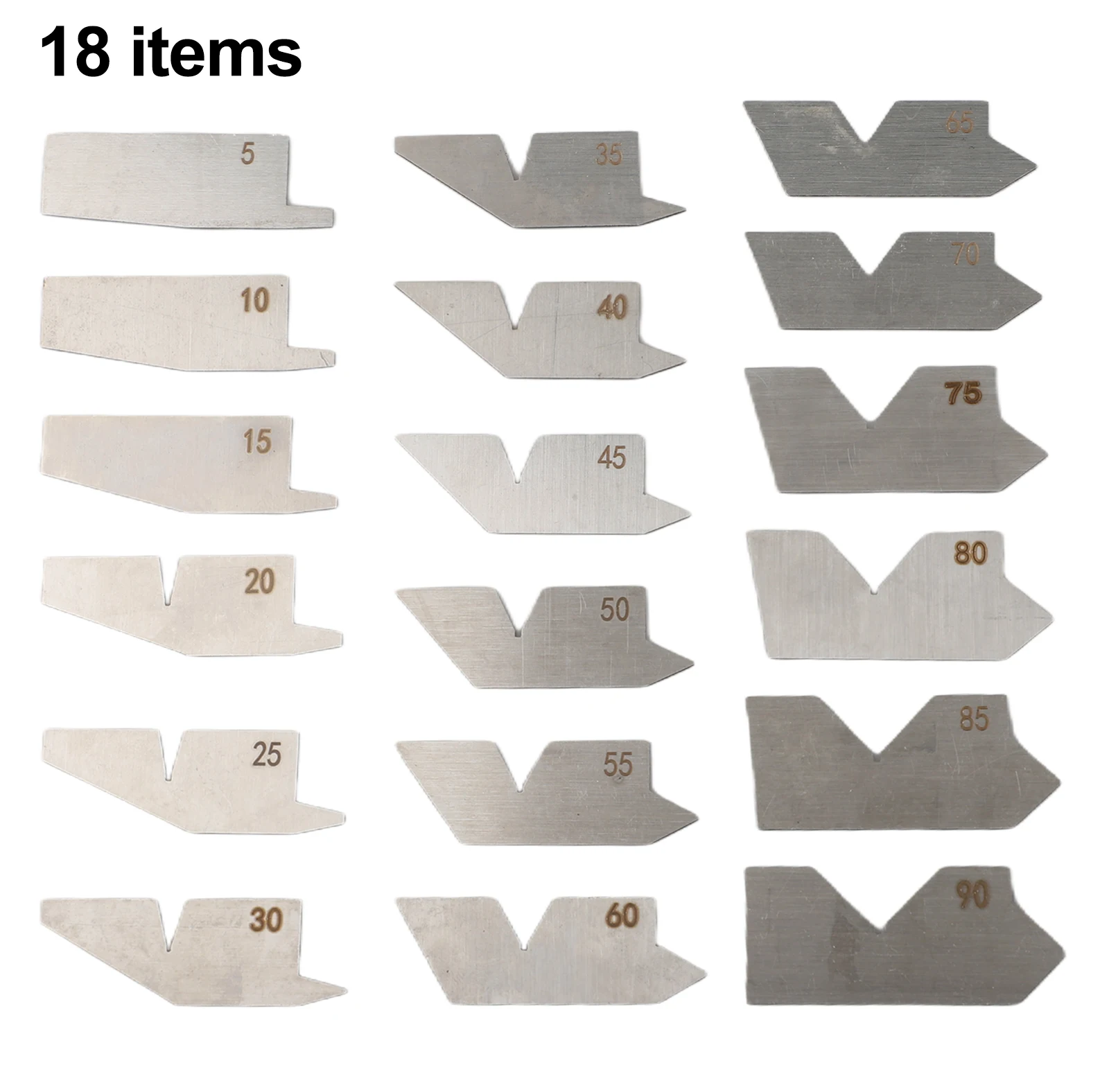 18 Piece Angle Gauge Set For Inspectors Angle Gauge 5-90 Degree Angle Gauges 8 Measuring Faces Chamfering Tool Set