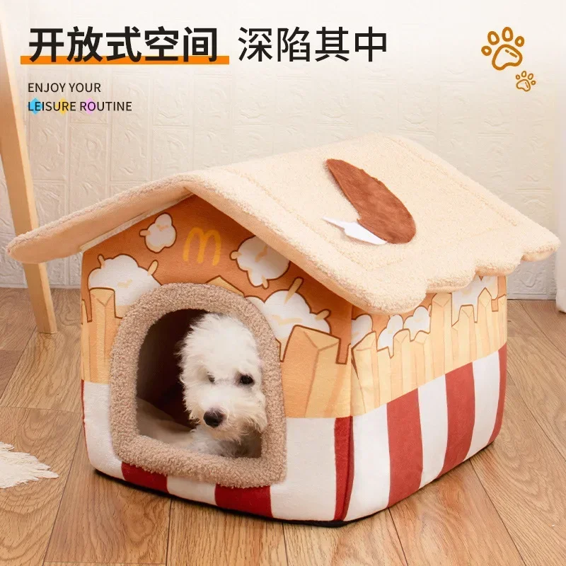 

New Dog Kennel Cat Litter Comfortable Autumn and Winter French Fries House Warm Thickened Pet Litter Pet Litter Anti-scratch