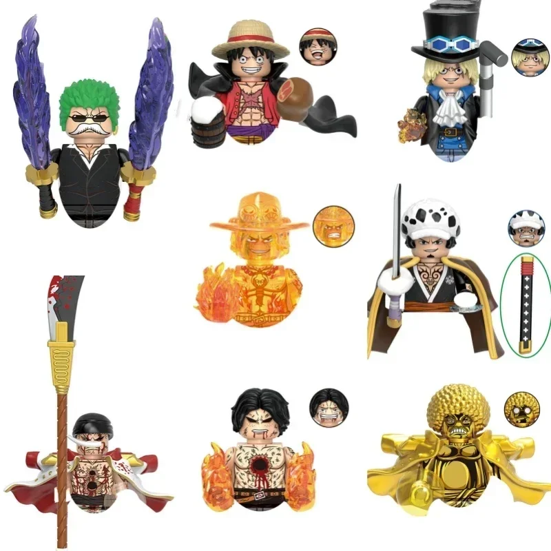 Luffy Sabo Zoro Portgas Sengoku Building Blocks Japan Anime Bricks Dolls Mini Action Toy Figures Assemble Blocks Children Gifts