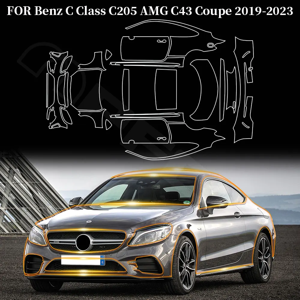 

Pre Cut Protection Film for Mercedes BENZ C-CLASS C205 AMG C43 COUPE 2019-2023 Car Anti-Scratch Sticker TPU PPF Transparent