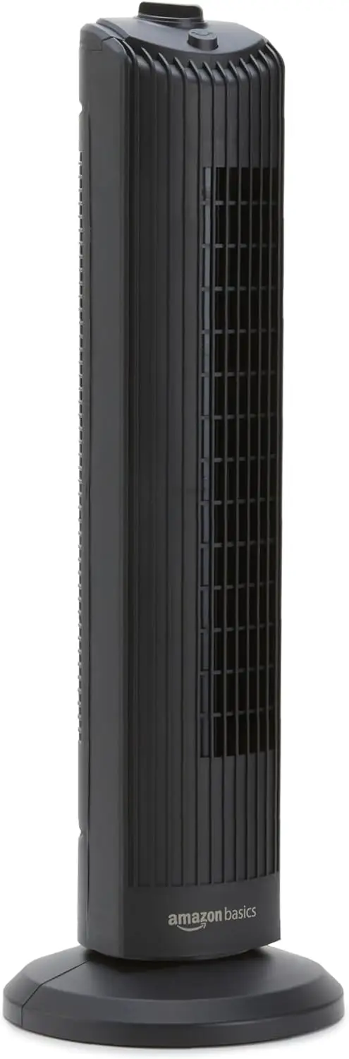 

Basics Oscillating Tower Fan with Mechanical Control, Manual Speeds, for Bedroom, for , 28 Inch, Black