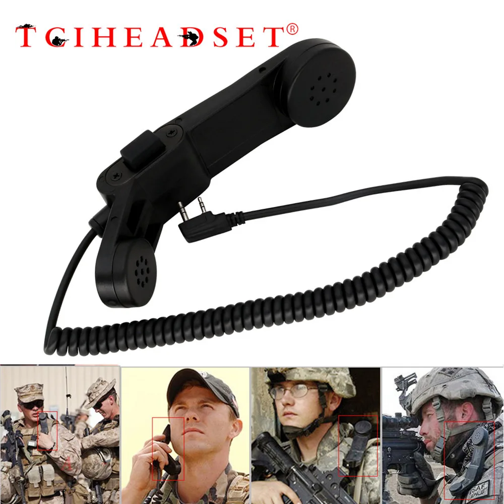 Microphone militaire à 2 broches pour Talkie Baofeng MendWalperforé, DulPTT Déterminer PTT H250 PTT