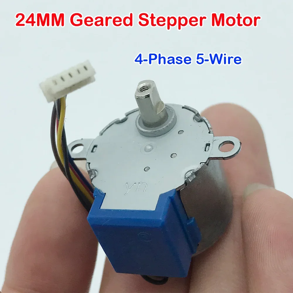 24BYJ Mini 24mm Stepper Motor DC 5V 4-phase 5-wire Stepper Motor Long Shaft Small Deceleration Stepper Motor Gearbox with Wire