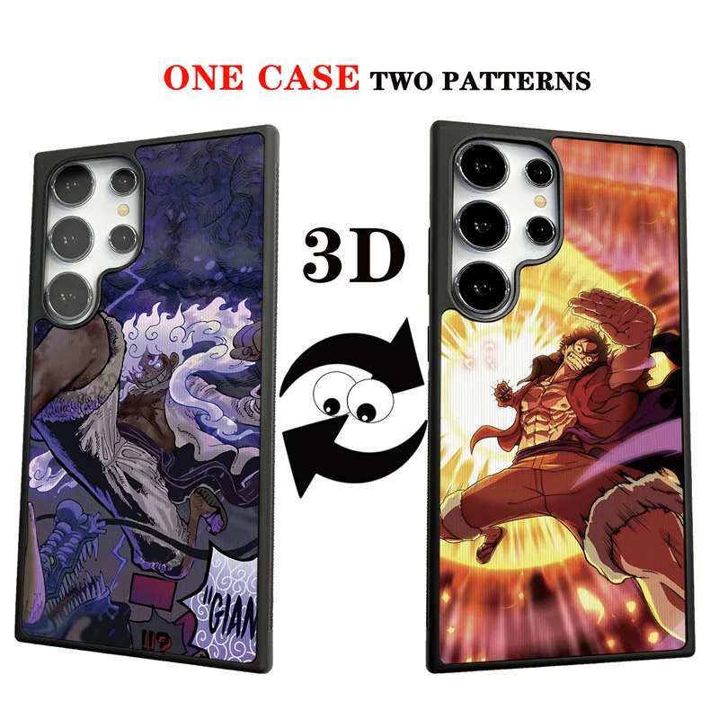 Hot One Piece Anime 3D Changing Visual Phone Case for Samsung Galaxy S25 S24 S23 S22 Ultra Plus Cute Luffy Shockproof Back Cover