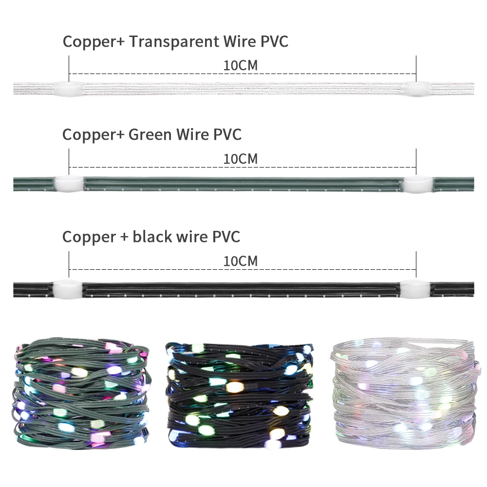 DC5V WS2812B RGB LED String zielony czarny przezroczysty drut adresowalny girlanda ślubna dekoracja świąteczne lampki kontroler USB