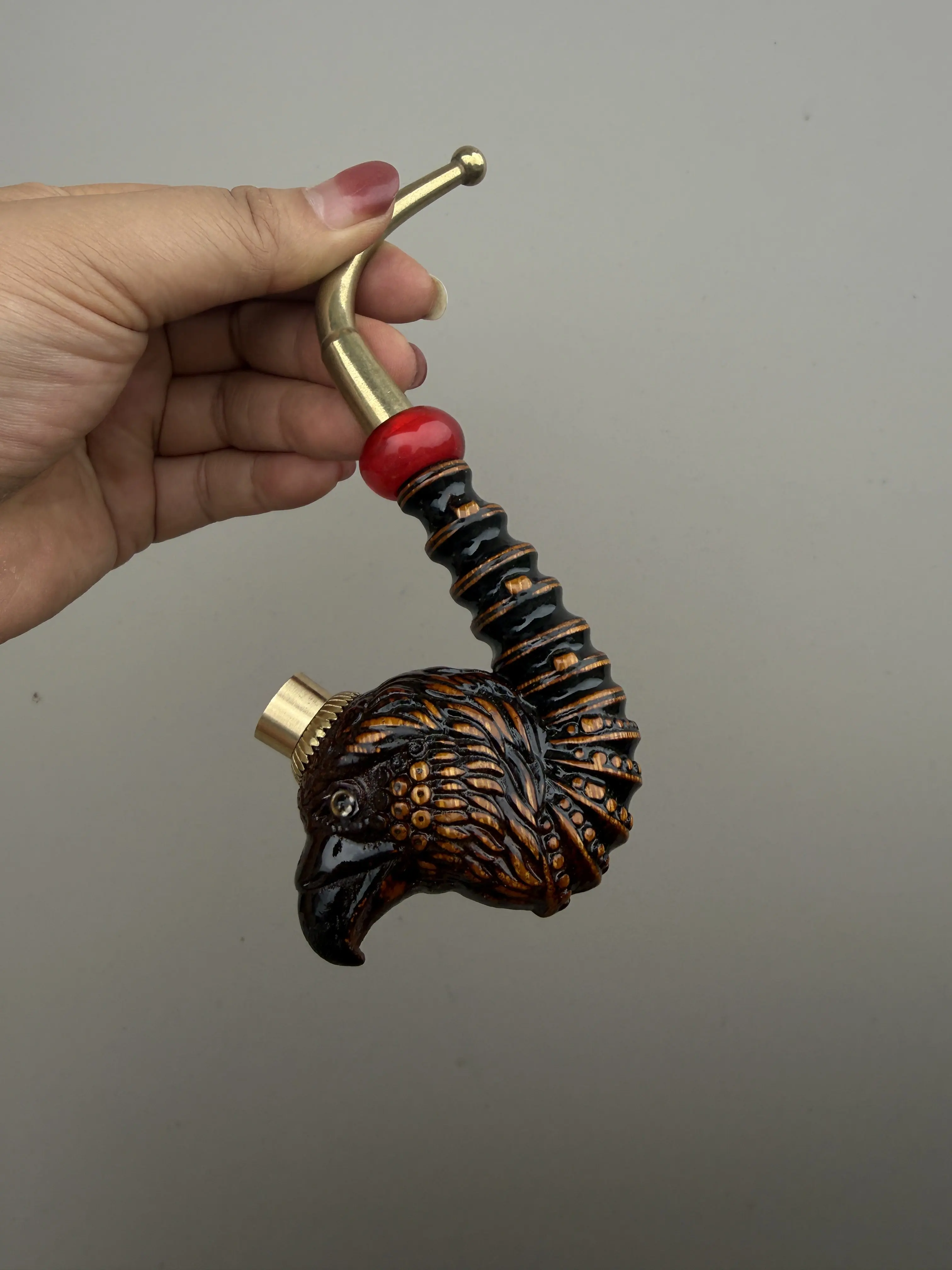 Guizhou Solid Bamboo Integrated Carving Small Pipe Total Length 15cm Long-Stemmed Chinese Pipe Portable