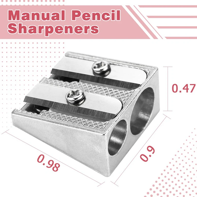 휴대용 금속 연필 숫돌, 학교, 사무실, 가정, 예술 프로젝트용 구멍 2 개, 24 팩