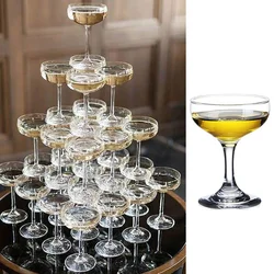 6PCS Glass Cup Tower Wedding Props Decoration Champagne Wine Cup Home Party Decor 135ML Bar Wine Cocktail Glass