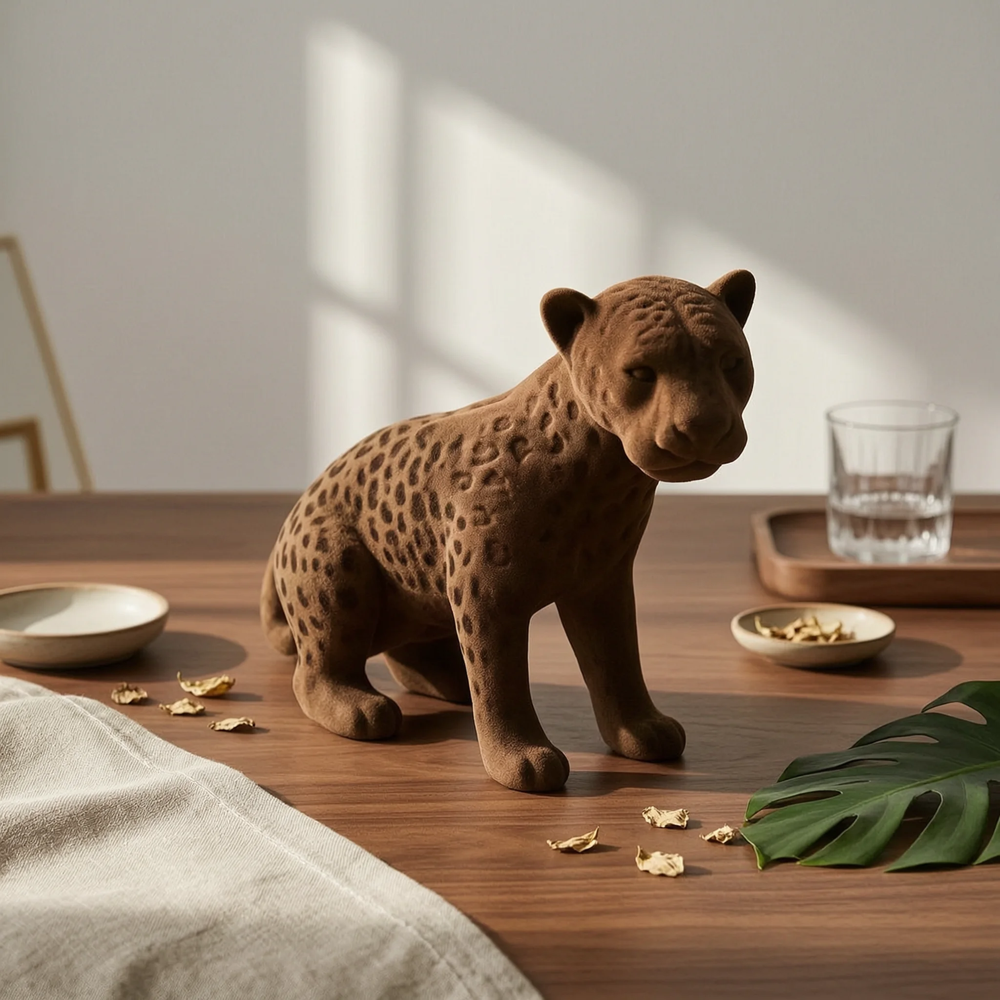Panther Statue Matte Leopard Sculpture Cat Figurine Decorative Decor Minimalist for Living Room, Bookshelf
