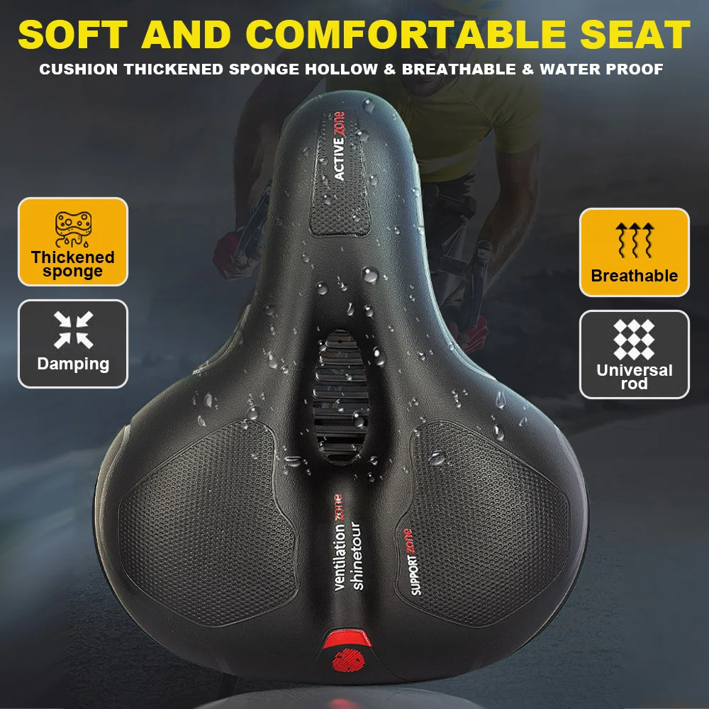 Road Bike Saddle Men Women Thicken MTB Saddle-Cycling Rainproof PU Surface Soft Memory Sponge Shockproof Bike Seat