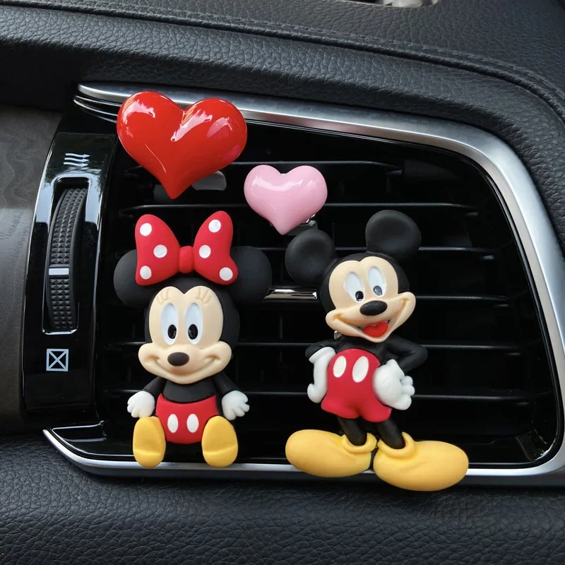 Mickey Minnie Mouse Cartoon Anime Figure Donald Ornament Bear Car Air Outlet Vent Perfume Air Freshener Decor Accessories