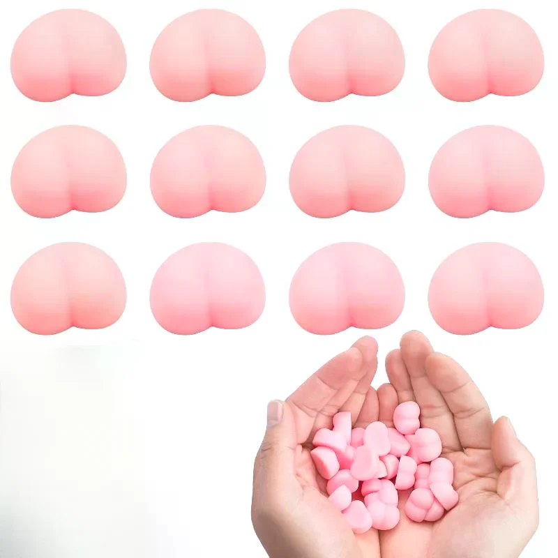 10Pcs Fun Noctilucent Butt Mochi Squeeze Stereo Relieve Stress Peach Bum Sticker Mobile Phone Decoration Accessories Toy