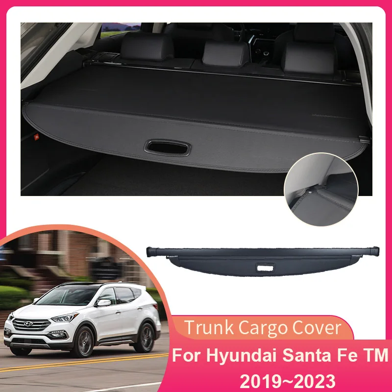 Rear Trunk Cargo Cover for Hyundai Santa Fe TM 2019~2023 2021 2022 Partition Board Security Shielding Shade Curtains Accessories