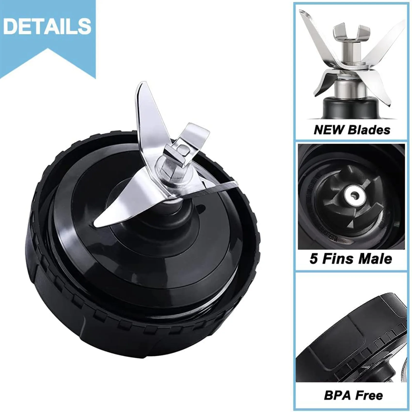 5 Fins Blender Blade for Ninja Blender QB3000, QB3000SSW-30, QB3000QR-30, QB3001SS-30, QB3000QBK, QB3004, QB3005