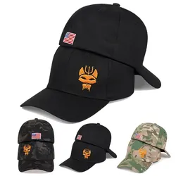 Unisex Forked Wolf Embroidery Camouflage Baseball Caps Spring and Autumn Outdoor Adjustable Sunscreen Hat Hunting Accessories