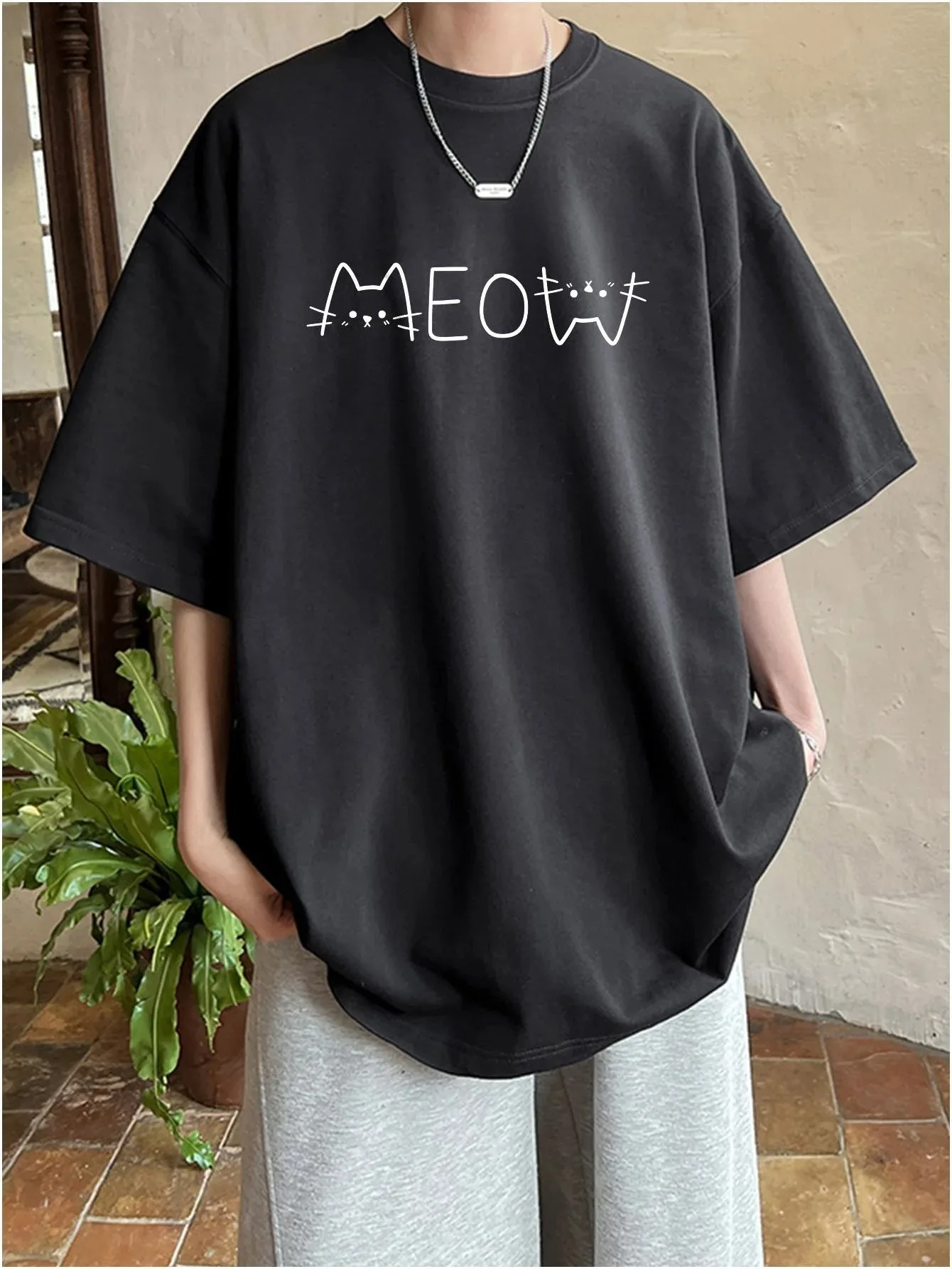 

Модные мужские футболки большого размера Y2k Хип-хоп Мужская одежда Одежда из чистого хлопка Kawaii Cat Meow Футболка унисекс с круглым вырезом Лето с коротким рукавом
